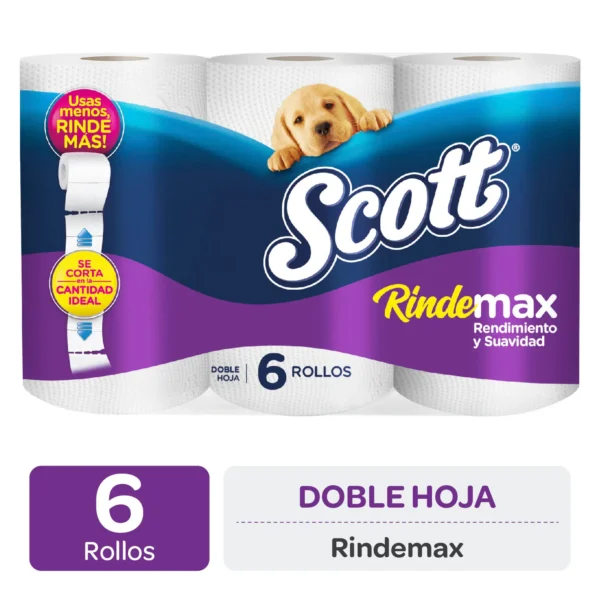 PAPEL HIGIENICO SCOTT RINDEMAX DOBLE HOJA 22MT X6